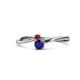 1 - Lucie 4.10 mm Bold Round Ruby and Blue Sapphire 2 Stone Promise Ring 