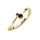 3 - Lucie 4.10 mm Bold Round Ruby and Red Garnet 2 Stone Promise Ring 