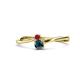 1 - Lucie 4.10 mm Bold Round Ruby and Blue Diamond 2 Stone Promise Ring 