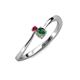 3 - Lucie 4.10 mm Bold Round Ruby and Lab Created Alexandrite 2 Stone Promise Ring 