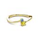 2 - Lucie 4.10 mm Bold Round Blue Topaz and Yellow Sapphire 2 Stone Promise Ring 