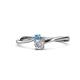 1 - Lucie 4.10 mm Bold Round Blue Topaz and Lab Grown Diamond 2 Stone Promise Ring 