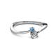 2 - Lucie 4.10 mm Bold Round Blue Topaz and Lab Grown Diamond 2 Stone Promise Ring 