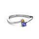 2 - Lucie 4.10 mm Bold Round Citrine and Tanzanite 2 Stone Promise Ring 