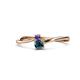 1 - Lucie 4.10 mm Bold Round Iolite and Blue Diamond 2 Stone Promise Ring 