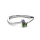 2 - Lucie 4.10 mm Bold Round Iolite and Lab Created Alexandrite 2 Stone Promise Ring 