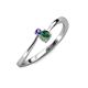 3 - Lucie 4.10 mm Bold Round Iolite and Lab Created Alexandrite 2 Stone Promise Ring 