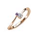 3 - Lucie 4.10 mm Bold Round Iolite and Lab Grown Diamond 2 Stone Promise Ring 