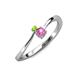 3 - Lucie 4.10 mm Bold Round Peridot and Pink Sapphire 2 Stone Promise Ring 