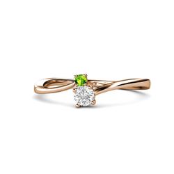 Lucie Bold Round Peridot and White Sapphire Stone Promise Ring Round Peridot and White Sapphire ctw Womens Bypass Stone Promise Ring K Rose Gold