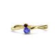 1 - Lucie 4.10 mm Bold Round Red Garnet and Tanzanite 2 Stone Promise Ring 