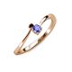 3 - Lucie 4.10 mm Bold Round Red Garnet and Tanzanite 2 Stone Promise Ring 