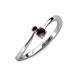 3 - Lucie 4.10 mm Bold Round Red Garnet 2 Stone Promise Ring 