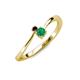 3 - Lucie 4.10 mm Bold Round Red Garnet and Emerald 2 Stone Promise Ring 