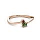 2 - Lucie 4.10 mm Bold Round Red Garnet and Lab Created Alexandrite 2 Stone Promise Ring 