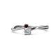 1 - Lucie 4.10 mm Bold Round Red Garnet and Lab Grown Diamond 2 Stone Promise Ring 