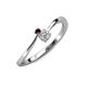 3 - Lucie 4.10 mm Bold Round Red Garnet and Lab Grown Diamond 2 Stone Promise Ring 