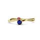 1 - Lucie 4.10 mm Bold Round Rhodolite Garnet and Blue Sapphire 2 Stone Promise Ring 