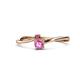 1 - Lucie 4.10 mm Bold Round Rhodolite Garnet and Pink Sapphire 2 Stone Promise Ring 