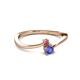 2 - Lucie 4.10 mm Bold Round Rhodolite Garnet and Tanzanite 2 Stone Promise Ring 