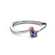 2 - Lucie 4.10 mm Bold Round Rhodolite Garnet and Iolite 2 Stone Promise Ring 