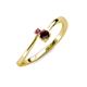 3 - Lucie 4.10 mm Bold Round Rhodolite Garnet and Red Garnet 2 Stone Promise Ring 