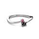 2 - Lucie 4.10 mm Bold Round Rhodolite Garnet and Black Diamond 2 Stone Promise Ring 