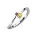 3 - Lucie 4.10 mm Bold Round Rhodolite Garnet and Yellow Sapphire 2 Stone Promise Ring 