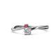 1 - Lucie 4.10 mm Bold Round Rhodolite Garnet and Lab Grown Diamond 2 Stone Promise Ring 