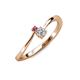 3 - Lucie 4.10 mm Bold Round Rhodolite Garnet and Diamond 2 Stone Promise Ring 