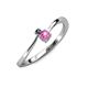 3 - Lucie 4.10 mm Bold Round Black Diamond and Pink Sapphire 2 Stone Promise Ring 