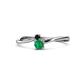 1 - Lucie 4.10 mm Bold Round Black Diamond and Emerald 2 Stone Promise Ring 