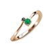 3 - Lucie 4.10 mm Bold Round Black Diamond and Emerald 2 Stone Promise Ring 