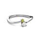 2 - Lucie 4.10 mm Bold Round Yellow Diamond and White Sapphire 2 Stone Promise Ring 