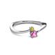 2 - Lucie 4.10 mm Bold Round Yellow Diamond and Pink Sapphire 2 Stone Promise Ring 