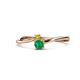 1 - Lucie 4.10 mm Bold Round Yellow Diamond and Emerald 2 Stone Promise Ring 