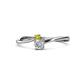 1 - Lucie 4.10 mm Bold Round Yellow and White Diamond 2 Stone Promise Ring 