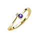 3 - Lucie 4.10 mm Bold Round Iolite and Lab Grown Diamond 2 Stone Promise Ring 