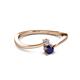 2 - Lucie 4.10 mm Bold Round Blue Sapphire and Lab Grown Diamond 2 Stone Promise Ring 