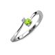 3 - Lucie 4.10 mm Bold Round Peridot and Lab Grown Diamond 2 Stone Promise Ring 