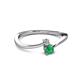 2 - Lucie 4.10 mm Bold Round Emerald and Lab Grown Diamond 2 Stone Promise Ring 