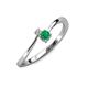 3 - Lucie 4.10 mm Bold Round Emerald and Lab Grown Diamond 2 Stone Promise Ring 