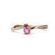 1 - Lucie 4.10 mm Bold Round Smoky Quartz and Pink Sapphire 2 Stone Promise Ring 