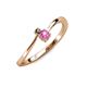 3 - Lucie 4.10 mm Bold Round Smoky Quartz and Pink Sapphire 2 Stone Promise Ring 