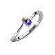 3 - Lucie 4.10 mm Bold Round Smoky Quartz and Iolite 2 Stone Promise Ring 