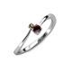 3 - Lucie 4.10 mm Bold Round Smoky Quartz and Red Garnet 2 Stone Promise Ring 