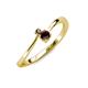 3 - Lucie 4.10 mm Bold Round Smoky Quartz and Red Garnet 2 Stone Promise Ring 
