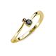 3 - Lucie 4.10 mm Bold Round Smoky Quartz and Black Diamond 2 Stone Promise Ring 