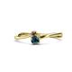 1 - Lucie 4.10 mm Bold Round Smoky Quartz and Blue Diamond 2 Stone Promise Ring 