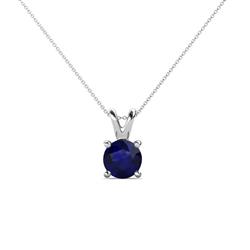 Jassiel Round Blue Sapphire Double Bail Solitaire Pendant Necklace Round Blue Sapphire Double Bail Womens Solitaire Pendant Necklace ct K White GoldIncluded Inches K White Gold Chain